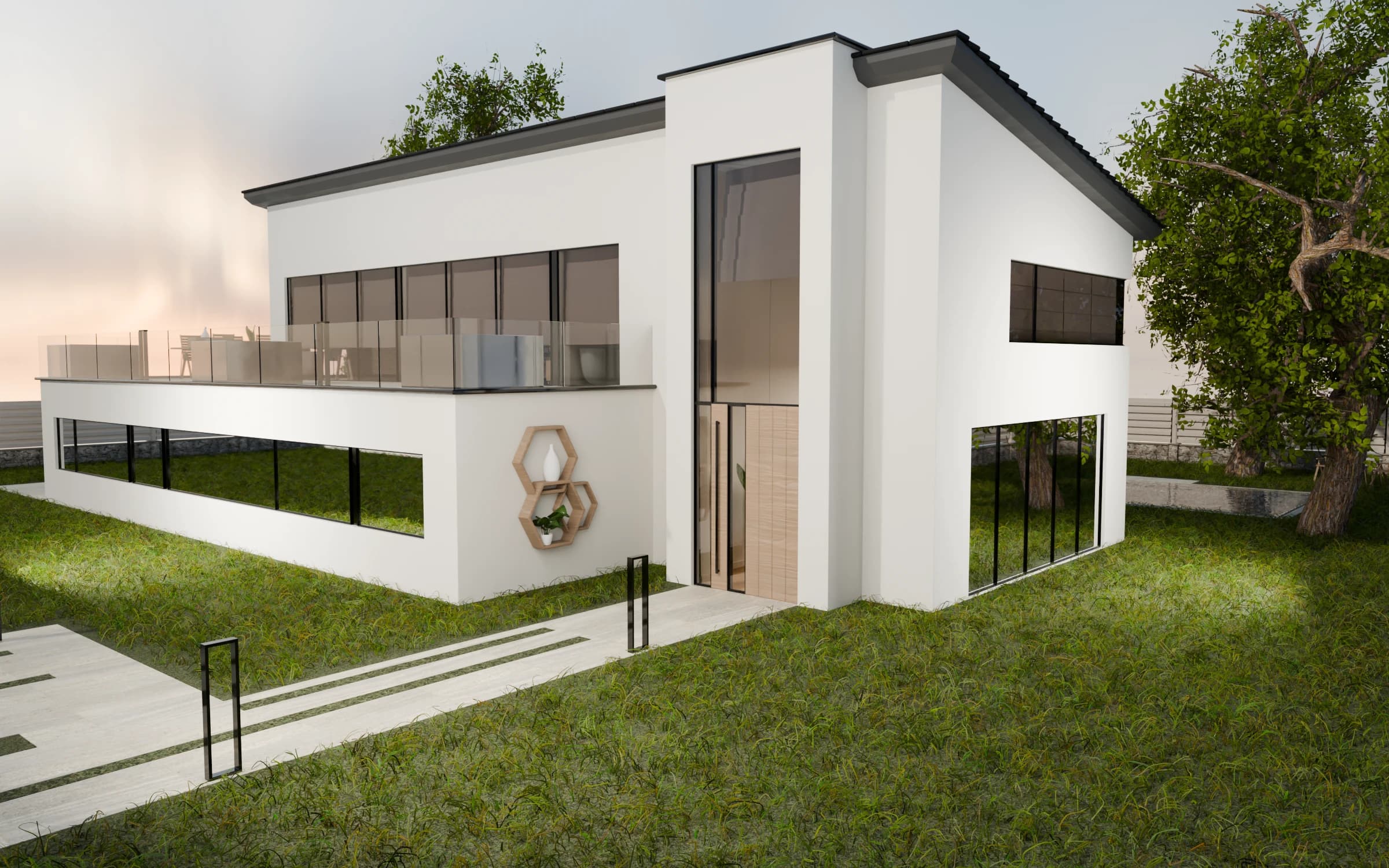 Villa Aurea's pale modern facade and open terrace